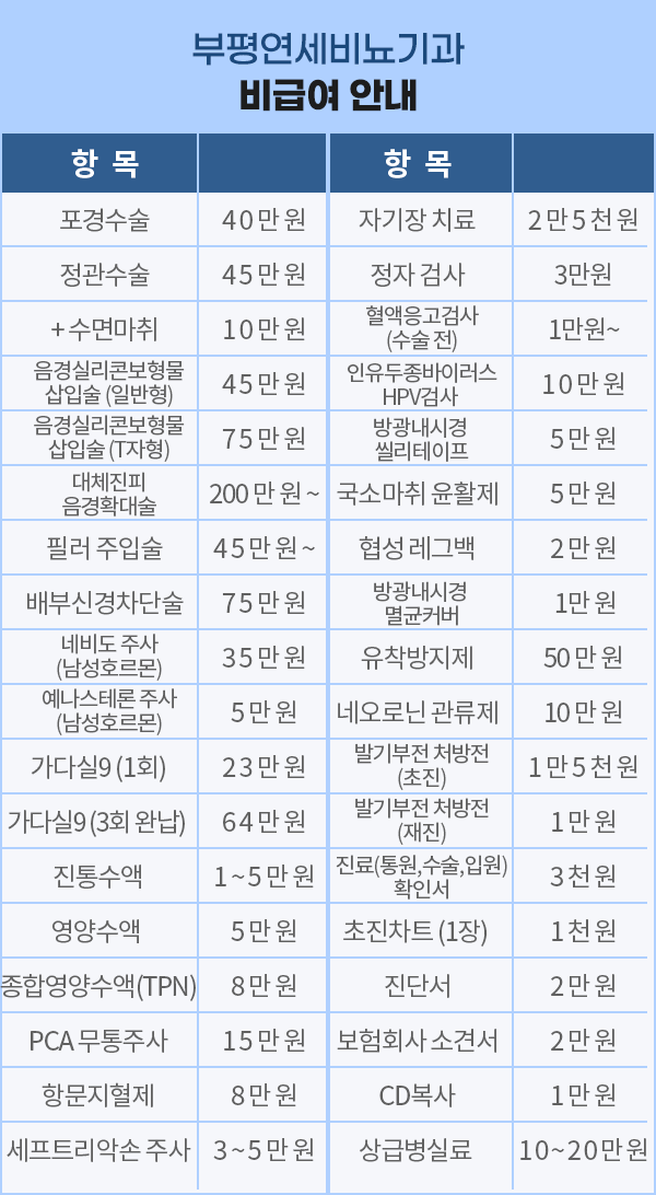 비급여 진료비 안내